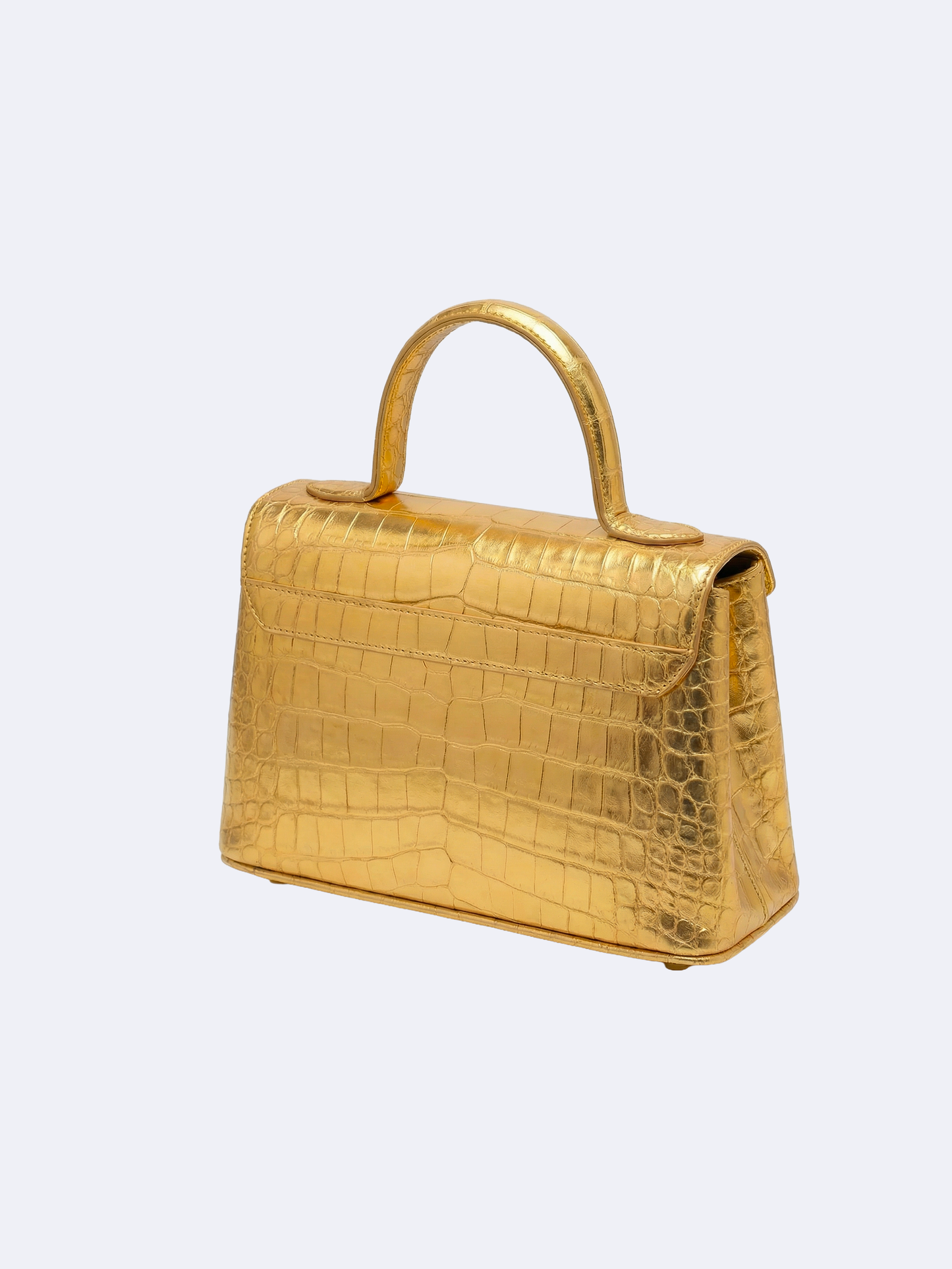 Gold handbag with gold crocodile skin