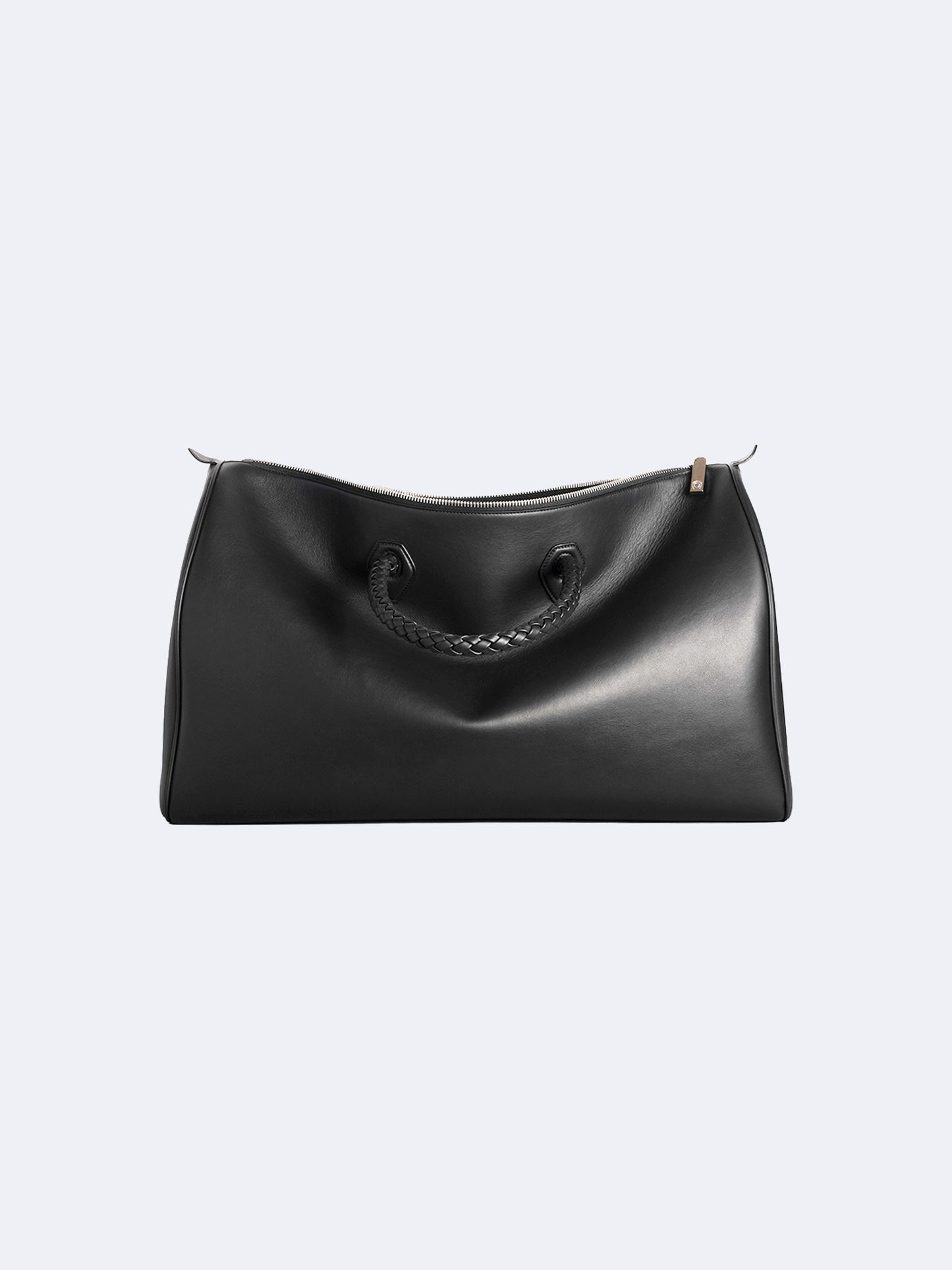 Black calfskin leather weekender handbag