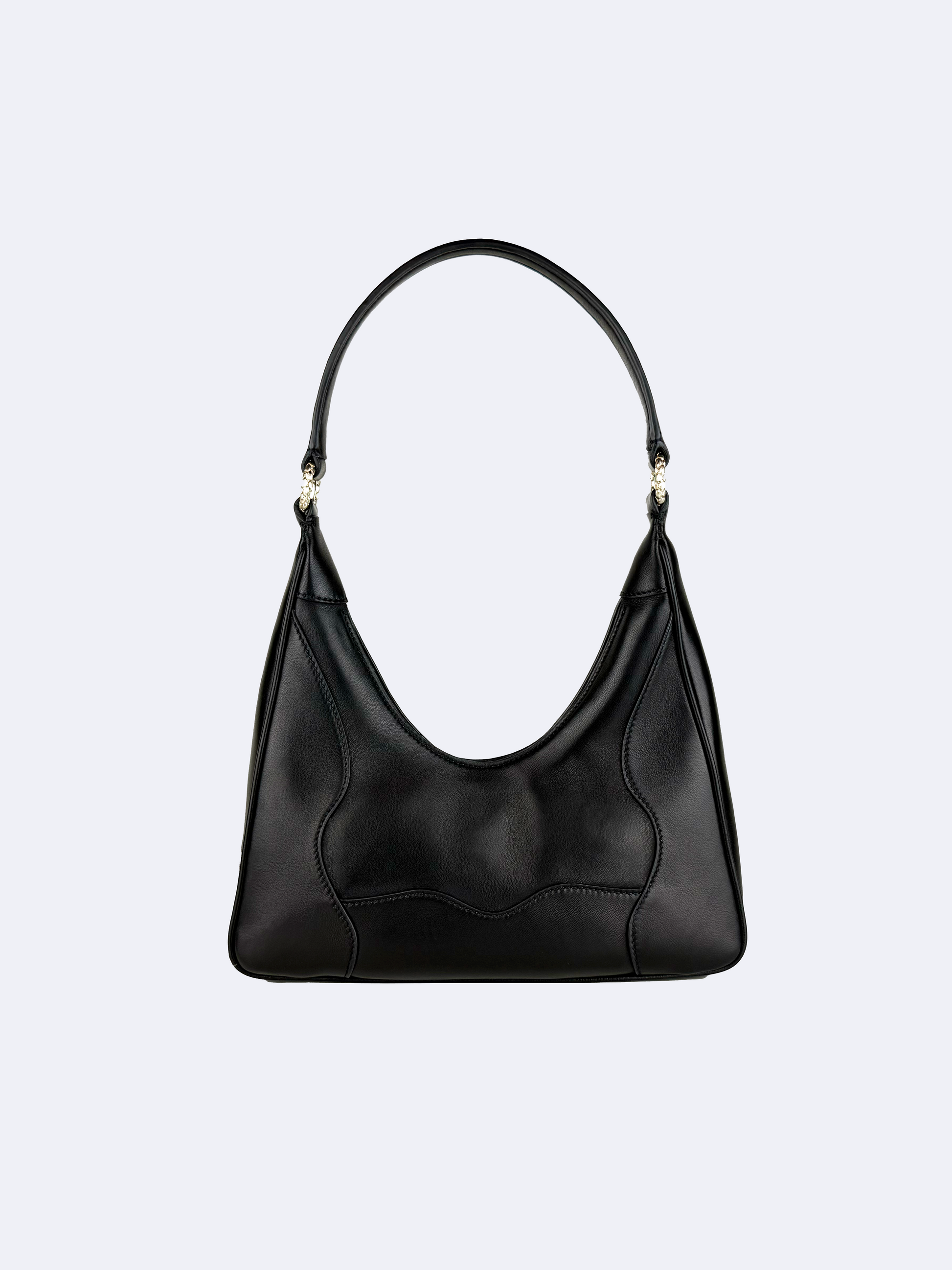 Aquilina black lambskin leather shoulder bag