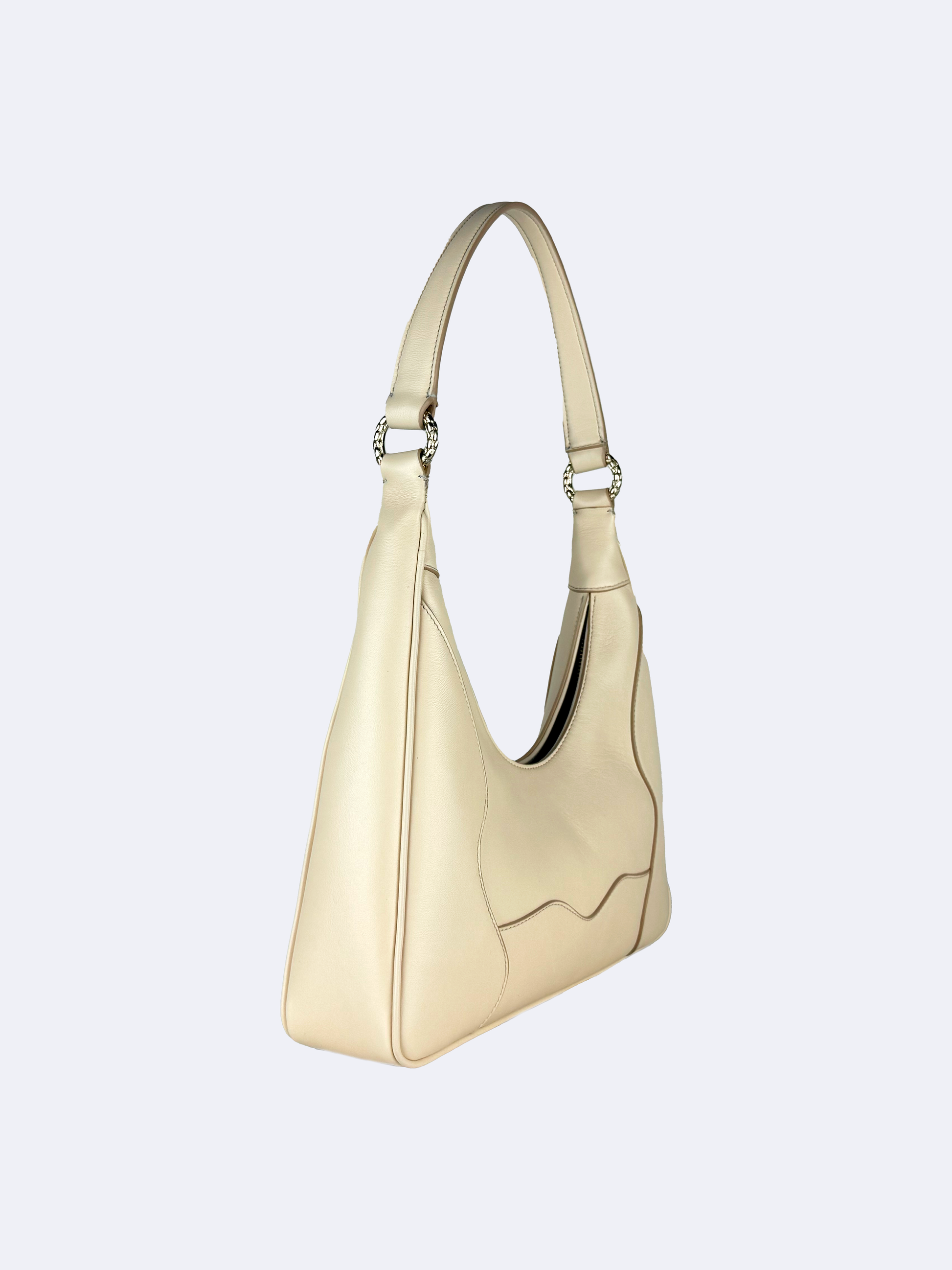 Beige leather shoulder bag