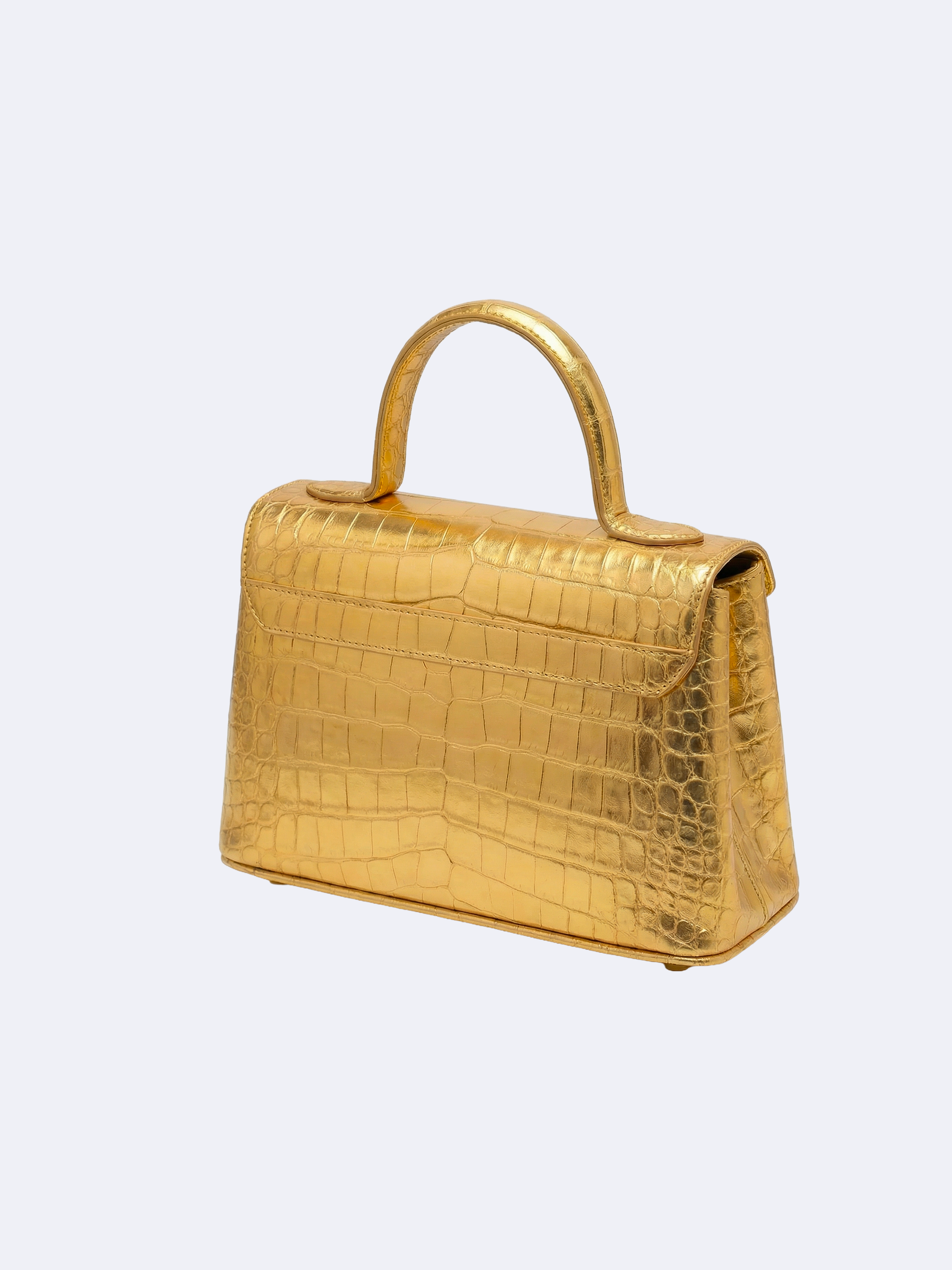 Gold handbag with gold crocodile skin