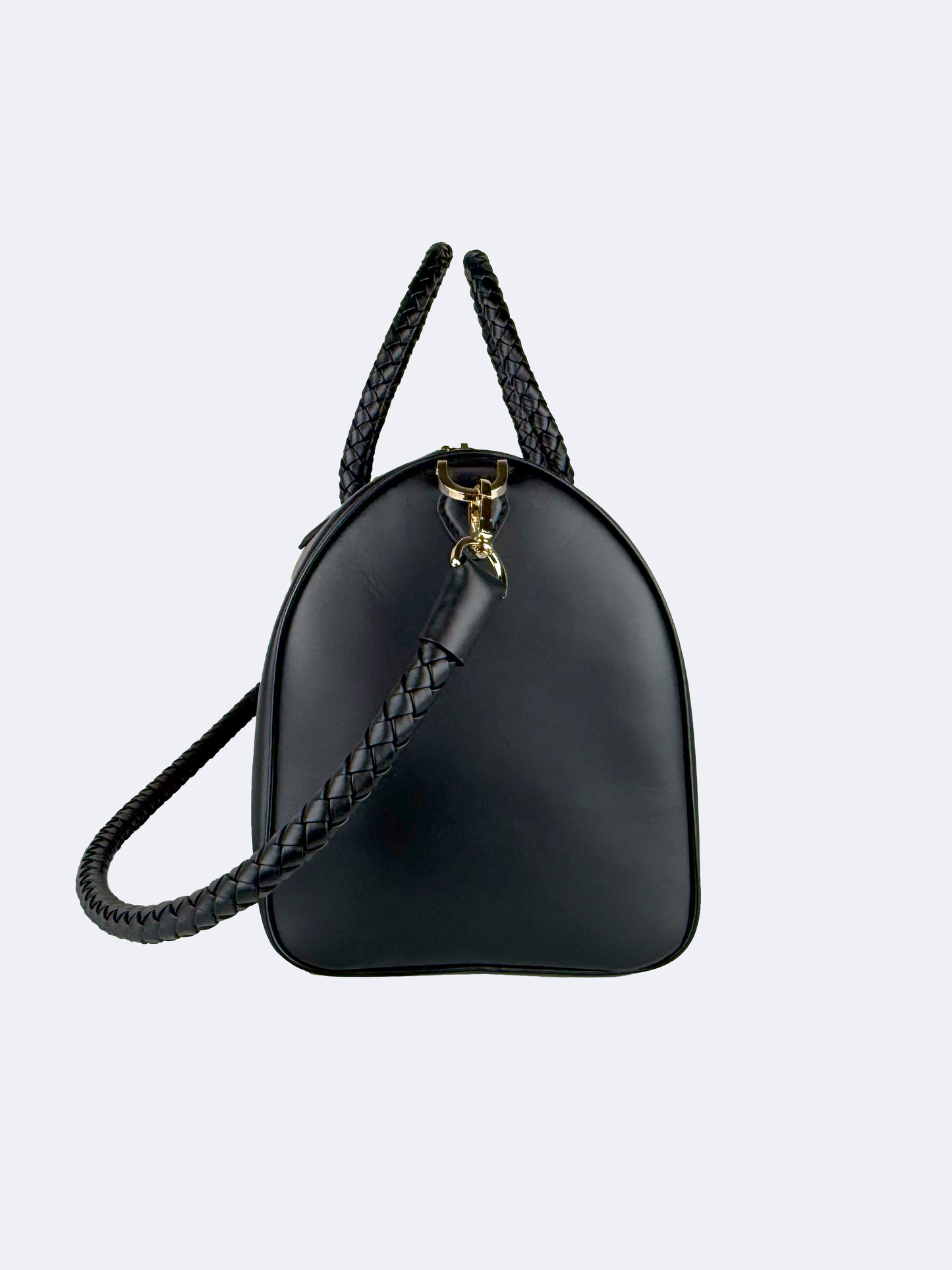 Black handbag in calfskin with braided handles