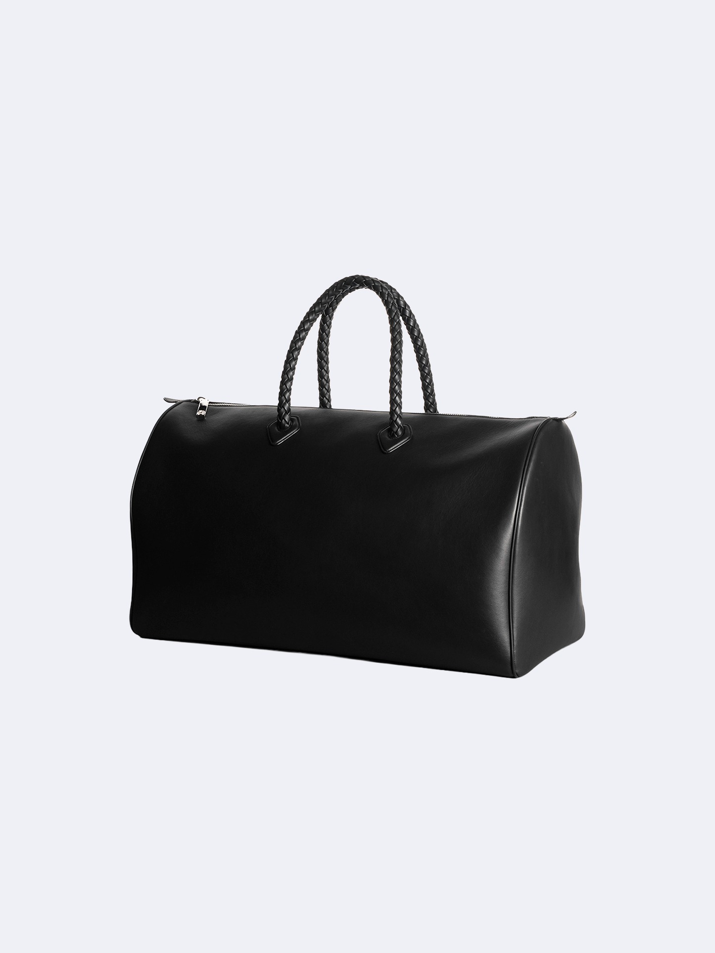 Black calfskin leather weekender tote